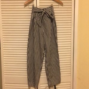 Striped paperbag pants